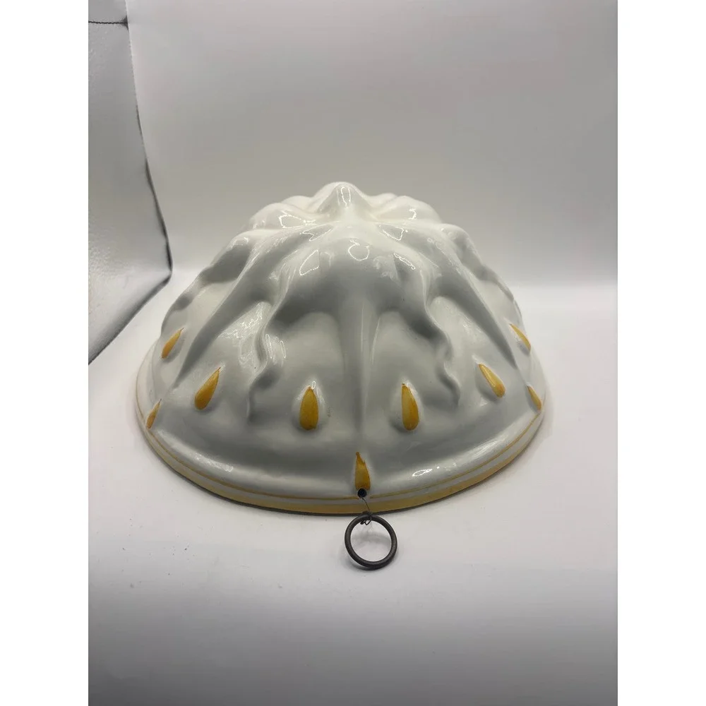 Vintage Ceramic Sun Face Mold Wall Hanging White Yellow Celestial Decor 8.5